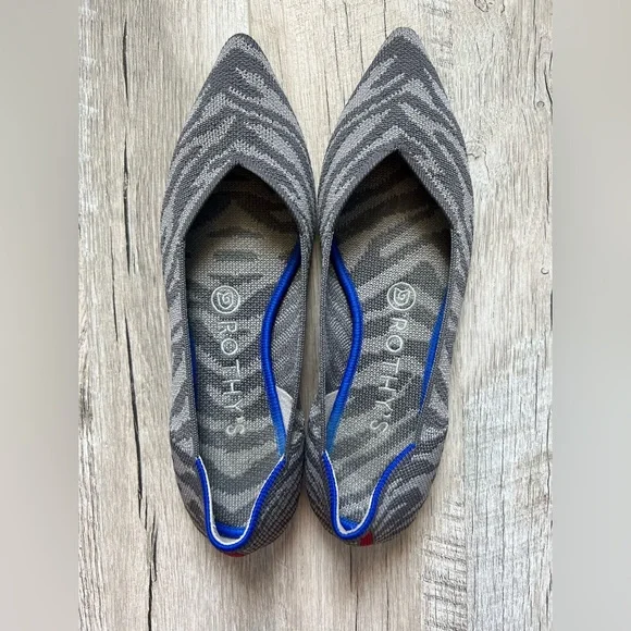 ROTHY'S The Point Retired Zebra Print Flats Slip on Shoes Womens Size 7 - Picture 4 of 10